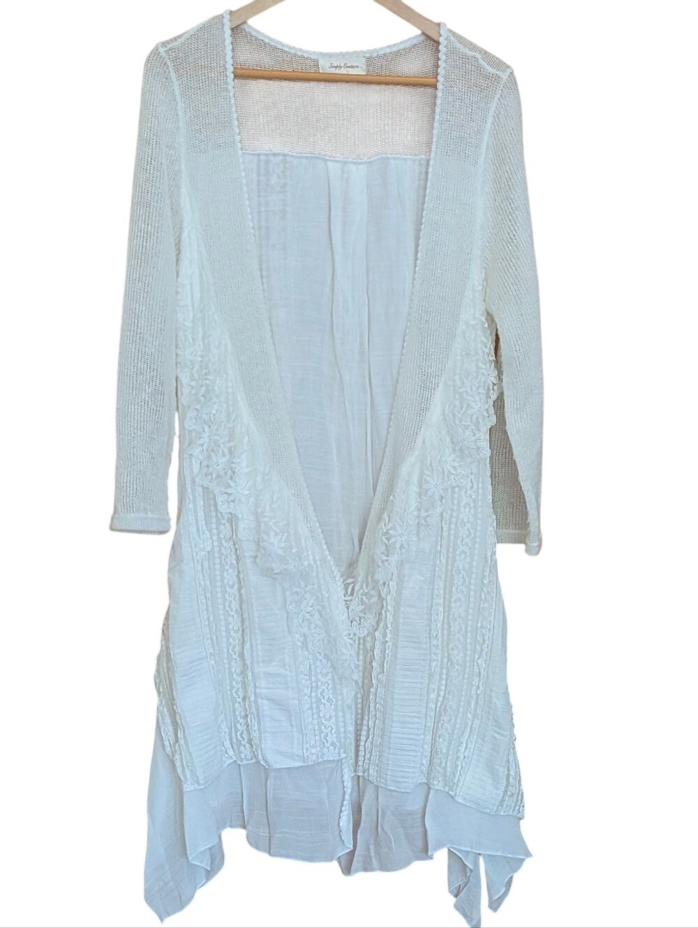 Simply Couture lightweight white women's open cardigan Lace XL Bohemian Fairy